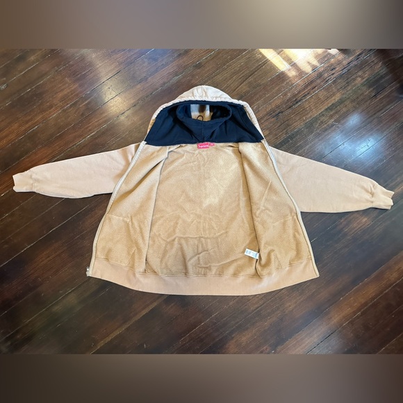 NWT SS2023 SUPREME DOUBLE HOOD FACEMASK ZIP-UP HOODIE LIGHT BROWN MEDIUM - Picture 3 of 16